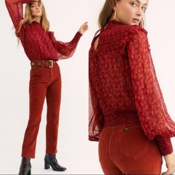 Free People Tops - NWT Free People Roma Berry Combo Blouse Size XS